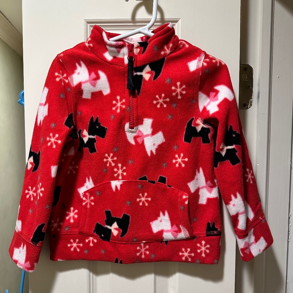 Quarter Zip Fleece Pullover Sweatshirt Size 4T Dogs Puppies Westies Terrier